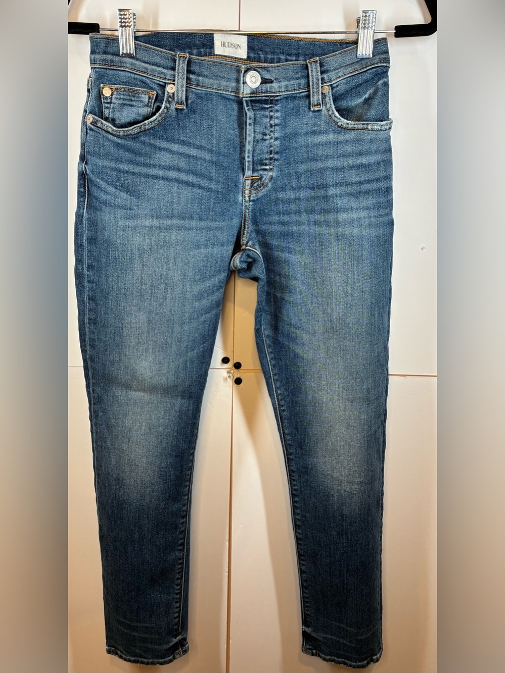 Hudson RIley Crop Relaxed Straight Jeans Women's Size 24 Medium Wash